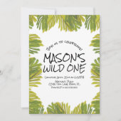 Eenvoudige Oerwoud Greenery Hand Drawn Zoo Party Kaart (Voorkant)