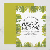 Eenvoudige Oerwoud Greenery Hand Drawn Zoo Party Kaart (Voorkant / Achterkant)