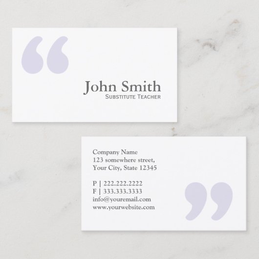 Eenvoudige offertes vervangende leraar visitekaartje (Voorkant / Achterkant)