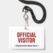 Eenvoudige "OFFICIËLE BEZOEKER" Badge (Voorzijde met lanyard)