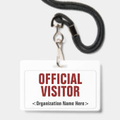 Eenvoudige "OFFICIËLE BEZOEKER" Badge (Achterkant met lanyard)