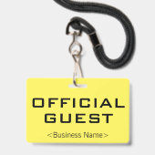 Eenvoudige "OFFICIËLE GAST" Badge (Voorzijde met lanyard)