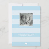 Eenvoudige Oh Boy Blue Heart Collage Foto Birth Aankondiging (Achterkant)