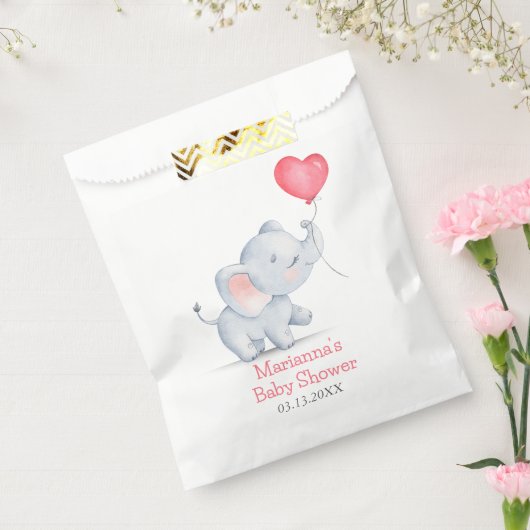 Eenvoudige olifant & hart ballon Baby shower Bedankzakje (Gezegeld)