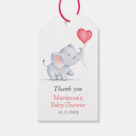 Eenvoudige olifant & hart ballon Baby shower Cadeaulabel