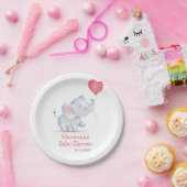 Eenvoudige olifant & hart ballon Baby shower Papieren Bordje (Feest)