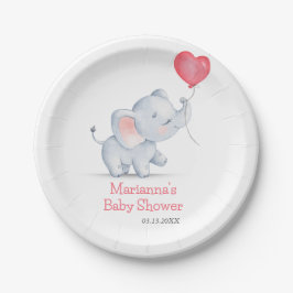 Eenvoudige olifant & hart ballon Baby shower Papieren Bordje