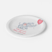 Eenvoudige olifant & hart ballon Baby shower Papieren Bordje (Gekanteld)