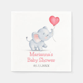 Eenvoudige olifant & hart ballon Baby shower Servet