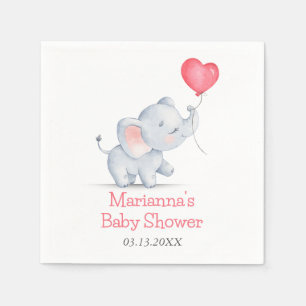 Eenvoudige olifant & hart ballon Baby shower Servet