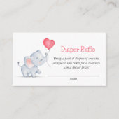 Eenvoudige Olifant & Hart Ballon Luier Raffle Informatiekaartje (Voorkant)