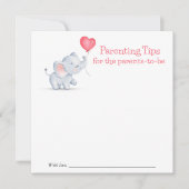 Eenvoudige olifant & hart ballon Ouderschap Tips Notitiekaartje (Voorkant)