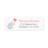 Eenvoudige olifant & hart ballon retouradres etiket (Voorkant)