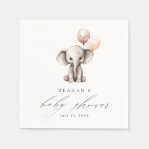 Eenvoudige Olifant met Ballonnen Neutrale Baby Sho Servet