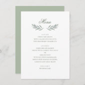 Eenvoudige olijfbladeren. Italiaanse bruiloft. bot Menu (Voorkant / Achterkant)