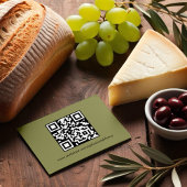 Eenvoudige Olijfgroen Olijftak QR Code Informatiekaartje