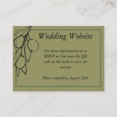 Eenvoudige Olijfgroen Olijftak QR Code Informatiekaartje (Voorkant)