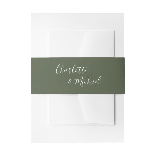 Eenvoudige olijfgroene handtekening script uitnodigingen wikkel (Voorkant Voorbeeld)