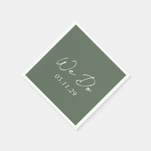 Eenvoudige olijfgroene moderne bruiloft servet (Hoek)