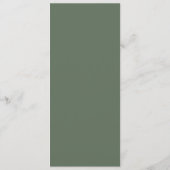 Eenvoudige olijfgroene moderne trouw menu (Achterkant)