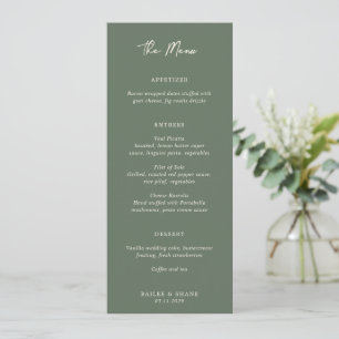 Eenvoudige olijfgroene moderne trouw menu