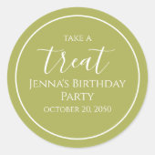 Eenvoudige olive Green Birthday Calligraphy Cute P Ronde Sticker (Voorkant)