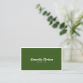 Eenvoudige Olive Green Border Script QR Code Visitekaartje (Staand voorkant)