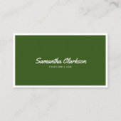 Eenvoudige Olive Green Border Script QR Code Visitekaartje (Voorkant)