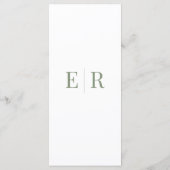 Eenvoudige Olive Green Monogram Wedding Menu Kaart (Achterkant)