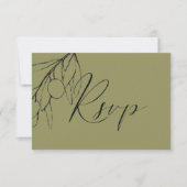 Eenvoudige Olive Green Olive Branch Maaltijdkeuze RSVP Kaartje (Voorkant)