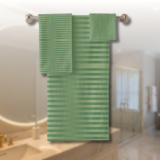 Eenvoudige Olive Sage Groene Gradient Gestreept Bad Handdoek