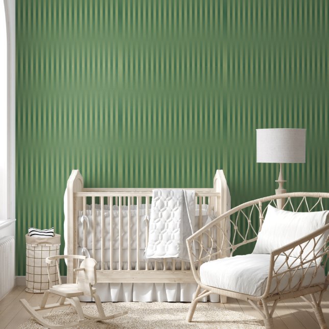 Eenvoudige  Olive Sage Groene Gradient Gestreept Behang (Kinderen)