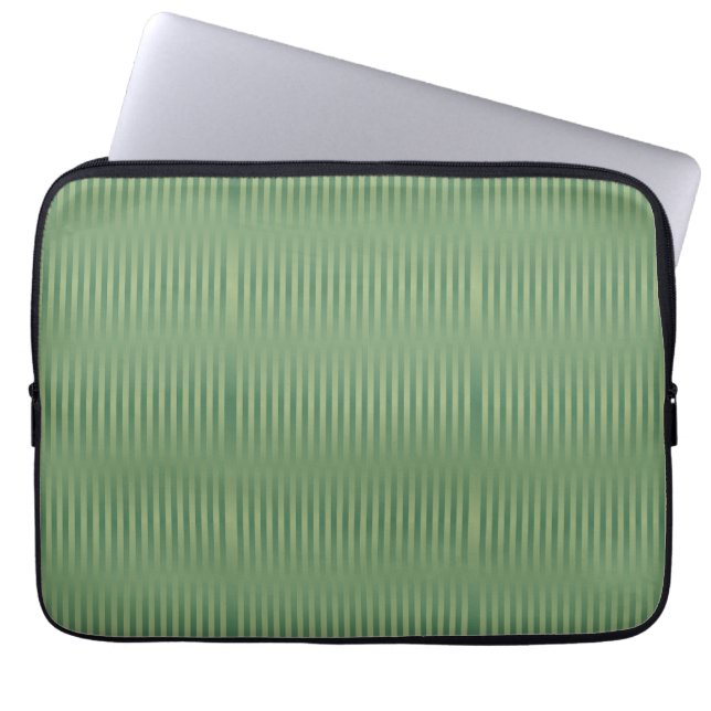 Eenvoudige  Olive Sage Groene Gradient Gestreept Laptop Sleeve (Voorkant)