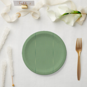 Eenvoudige Olive Sage Groene Gradient Gestreept Papieren Bordje