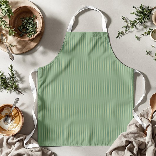 Eenvoudige  Olive Sage Groene Gradient Gestreept Schort