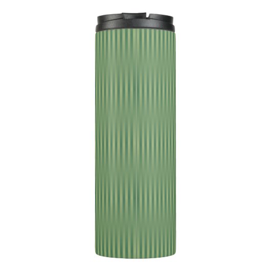 Eenvoudige  Olive Sage Groene Gradient Gestreept Thermosbeker (Achterkant)