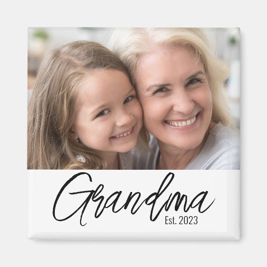 Eenvoudige Oma Opgericht Jaar Foto Magneet (Voorkant)