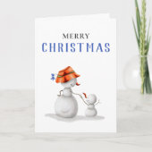 Eenvoudige Oma Snowman Vrolijk Kerstfeest Kaart (Voorkant)