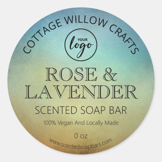 Eenvoudige Ombre Blue Scented Soap Labels (Voorkant)