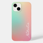 Eenvoudige Ombre Roze Blauwgroen Aqua Calligrafie Case-Mate iPhone Case (Achterkant)