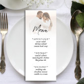 Eenvoudige Ombre Wit Foto Bruiloft Receptie Menu