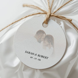 Eenvoudige Ombre Witte Foto Bruiloft Bedankjes Labels