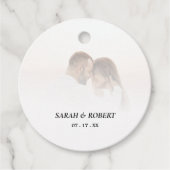 Eenvoudige Ombre Witte Foto Bruiloft Bedankjes Labels (Voorkant)