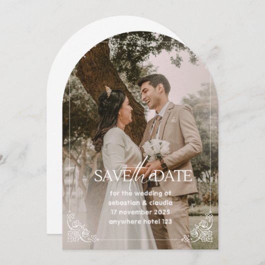 Eenvoudige omrande Save the Date uitnodiging (Voorkant / Achterkant)