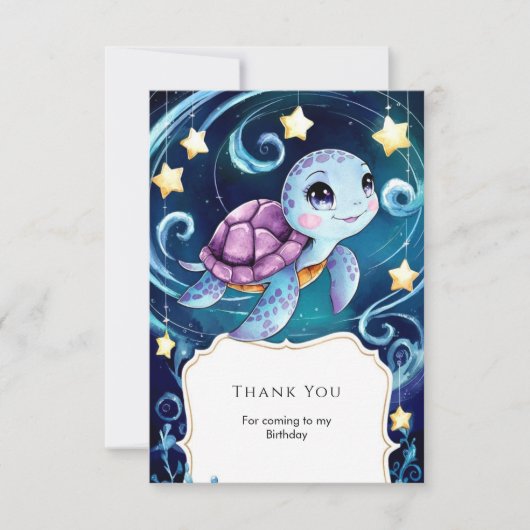 Eenvoudige Onder de Zee Boho Schildpad Verjaardag Bedankkaart (Voorkant)