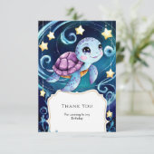 Eenvoudige Onder de Zee Boho Schildpad Verjaardag Bedankkaart (Staand voorkant)