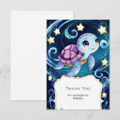 Eenvoudige Onder de Zee Boho Schildpad Verjaardag Bedankkaart (Voorkant / Achterkant)