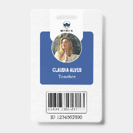 Eenvoudige onderwijs ID-kaart | Blauwe school ID-k Badge