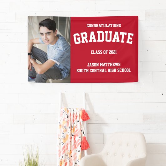 Eenvoudige One Photo Red Afstuderen Banner (Insitu)