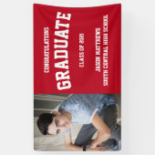 Eenvoudige One Photo Red Afstuderen Banner (Verticaal)